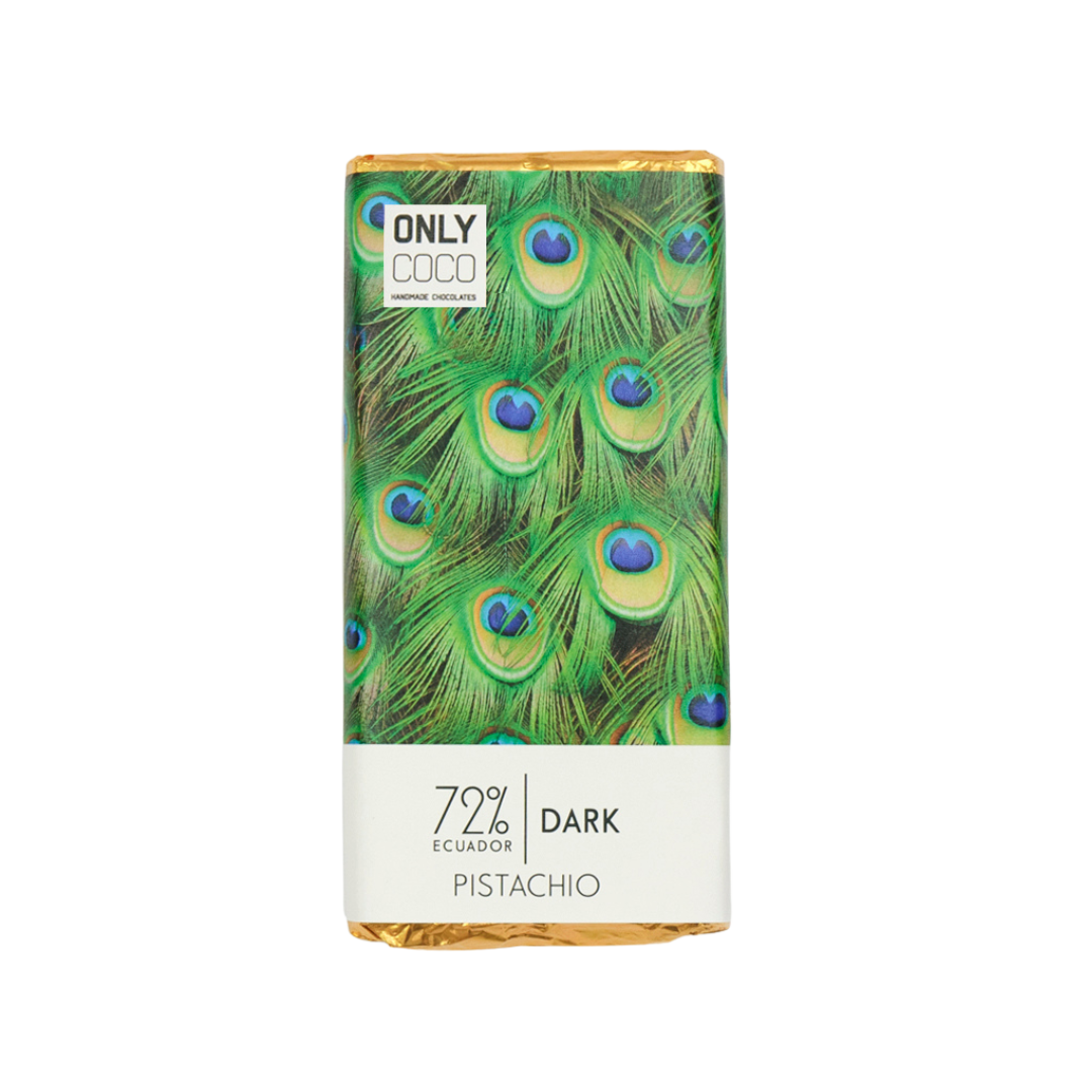 Pistachio, 72% Dark Chocolate Bar 10 x 80g – mahalo